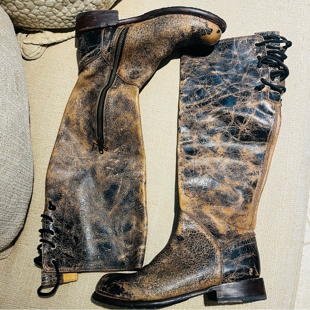 Bed Stu Distressed Knee High Boots